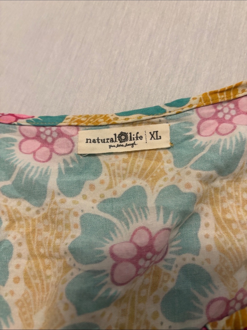 Natural Life Boho Yellow & Turquoise Floral Tassel Peasant Top SZ XL oversized - Picture 2 of 9